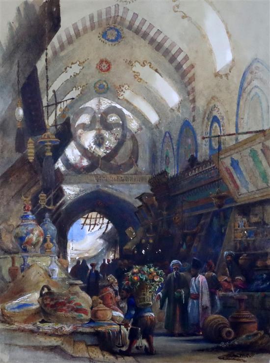 Circle of Amadeo Preziosi (1816-1882) The Drug Bazaar, Constantinople 13.5 x 10in.